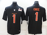 Nike Bengals 1 Ja'Marr Chase Black 2022 Super Bowl LVI Vapor Limited Jersey,baseball caps,new era cap wholesale,wholesale hats